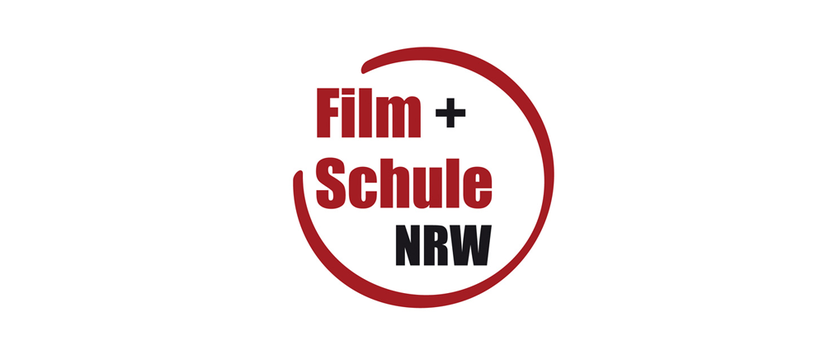 Der Schriftzug "FILM+SCHULE NRW" in rot und schwarz auf weißem Hintergrund.